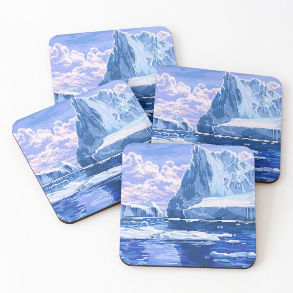 Item preview, Arctic North Pole Icebergs Pixel Art  designed and sold by SaintCurio.