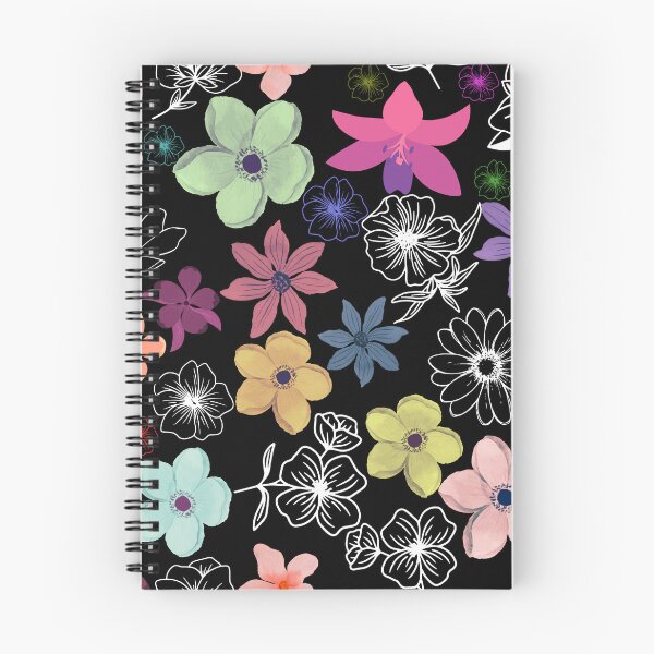 Item preview, Multiple coloured floral seamless pattern with black background. designed and sold by Chicas-wonder.