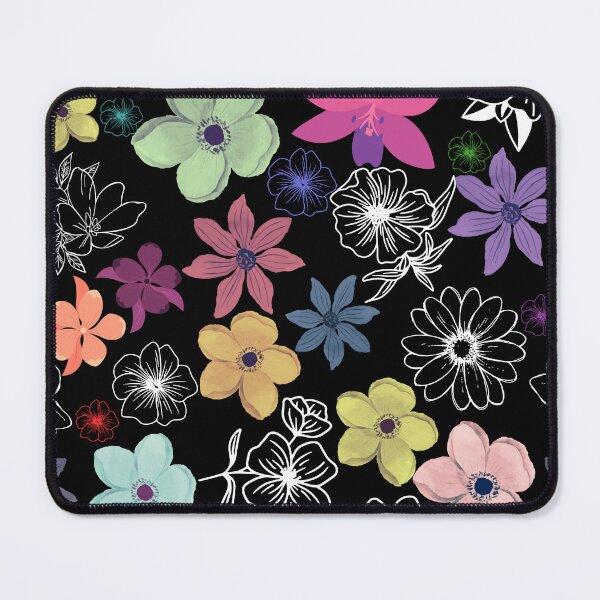 Item preview, Multiple coloured floral seamless pattern with black background. designed and sold by Chicas-wonder.