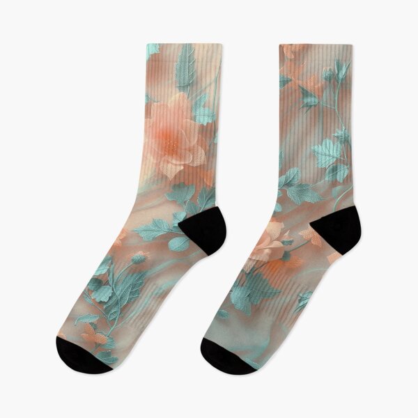 Item preview, Flannel texture and peach fuzz and turquoise flowers designed and sold by Fantasyplus.