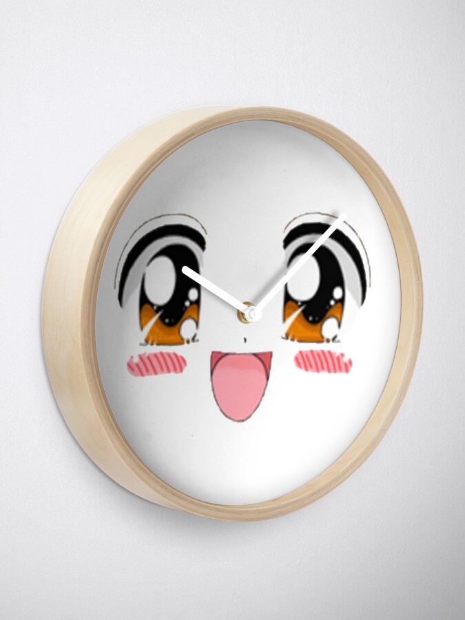Blushing Anime Smiling Face Clock By Saclothing Redbubble - roblox character blush