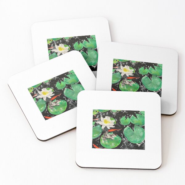 Item preview, Froggy and koi on lily pad  designed and sold by Unlockeverydoor.