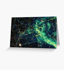 Cool Green Yellow And Black Universe - Space Design Greeting Card