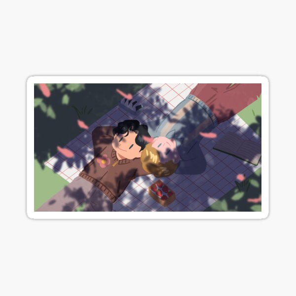 Spring Under Sakura Trees - Gay Art Sticker