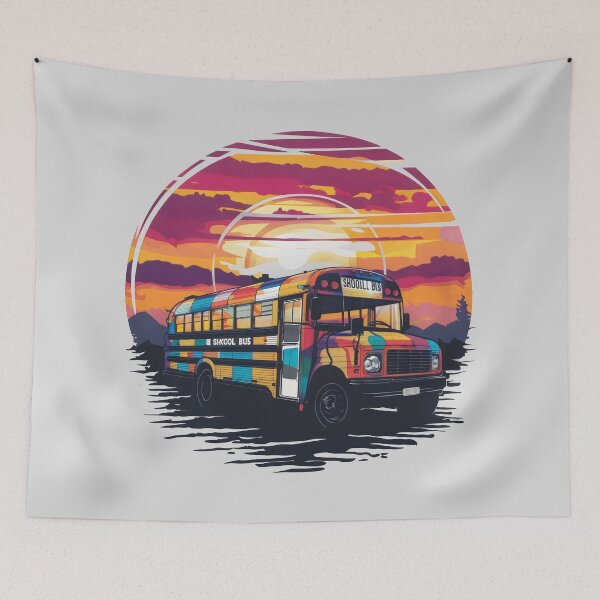 Item preview, skoolie with a sunset backdrop isolated  designed and sold by Firas Aljazzar.