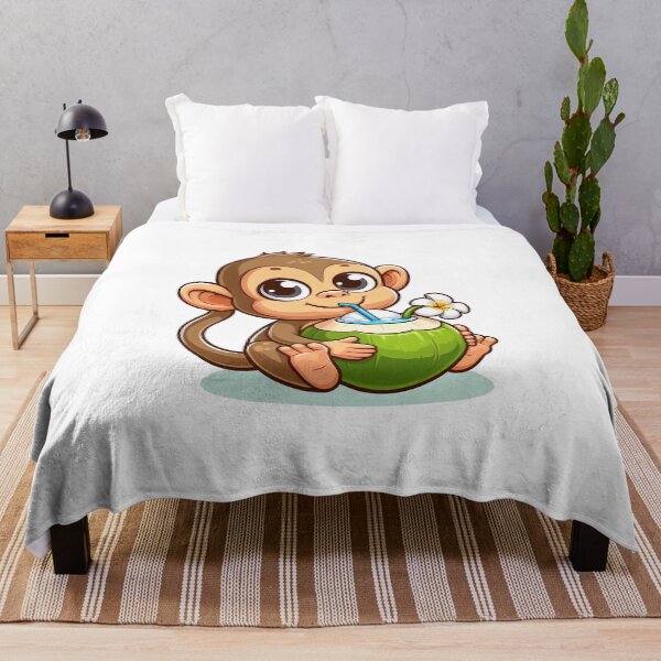 Item preview, cartoon of a monkey drinking coconut water designed and sold by MzulhilmiZam.
