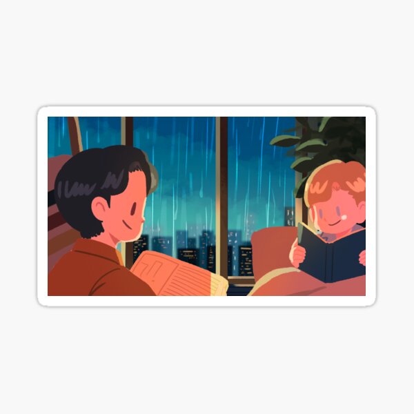 Cozy Rainy Day Reading - Gay Art Sticker