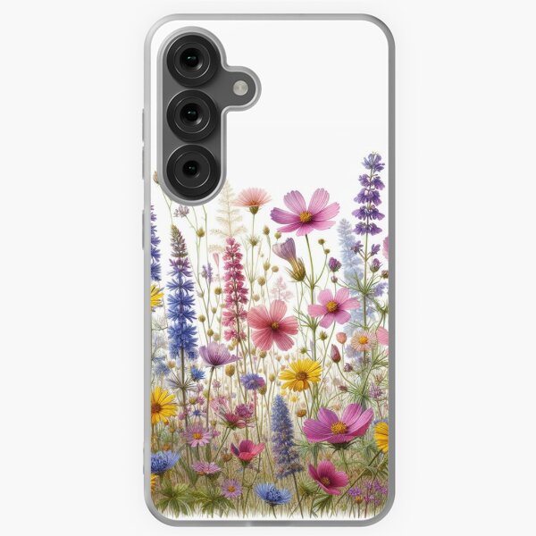 Item preview, Blue, yellow, pink meadow wild flowers. designed and sold by SynyaStyle.