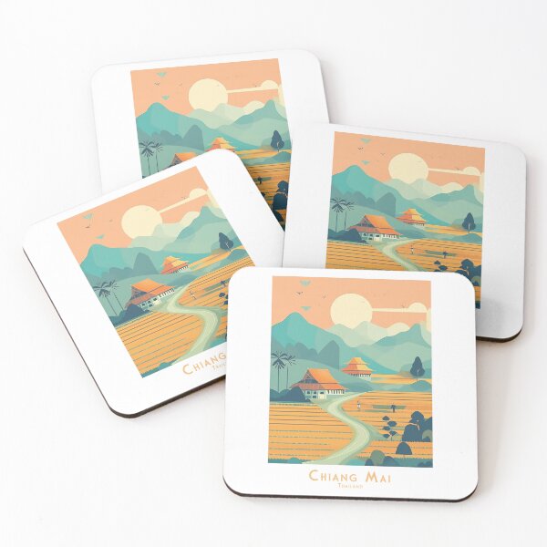 Item preview, Abstract vintage travel poster of Chiang Mai Thailand – Minimalist retro travel art designed and sold by pod24.