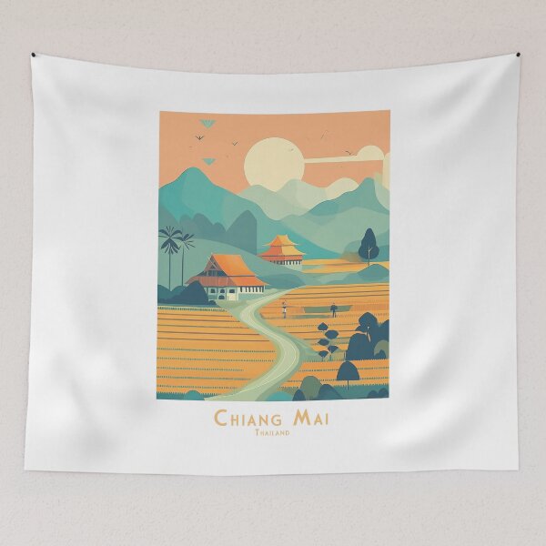 Item preview, Abstract vintage travel poster of Chiang Mai Thailand – Minimalist retro travel art designed and sold by pod24.
