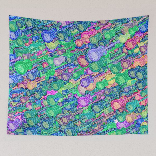 Item preview, Vibrant Strings Guitar Motif Drawing Pattern designed and sold by DFLC Prints.