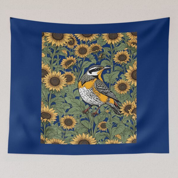 Item preview, Western Meadowlark Bird Surrounded By Sunflowers designed and sold by taiche.