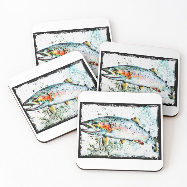 Item preview, Rainbow trout jumping - salmon fishing - fly fishing designed and sold by artbyjames.
