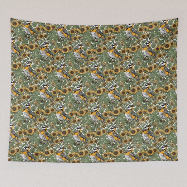 Item preview, Western Meadowlark Bird Surrounded By Sunflowers Pattern designed and sold by taiche.