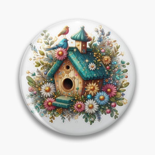 Item preview, birdhouse green with flowers  Easter cute sticker designed and sold by Expressions-Sel.