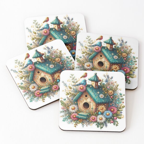 Item preview, birdhouse green with flowers  Easter cute sticker designed and sold by Expressions-Sel.