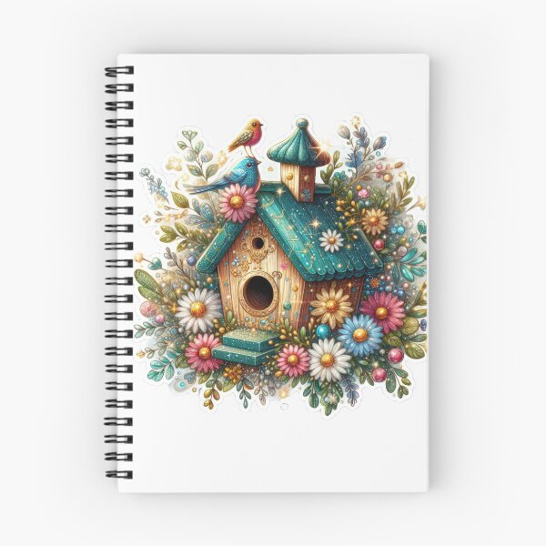 Item preview, birdhouse green with flowers  Easter cute sticker designed and sold by Expressions-Sel.