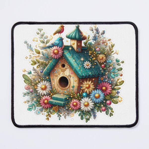 Item preview, birdhouse green with flowers  Easter cute sticker designed and sold by Expressions-Sel.