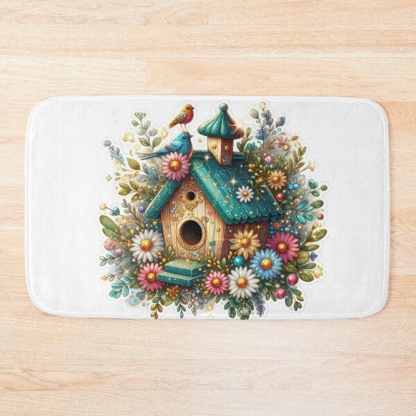 Item preview, birdhouse green with flowers  Easter cute sticker designed and sold by Expressions-Sel.