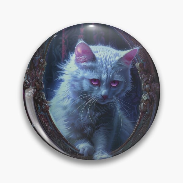 Item preview, The white cat with pink eyes in the mirror designed and sold by Marie Colençon.