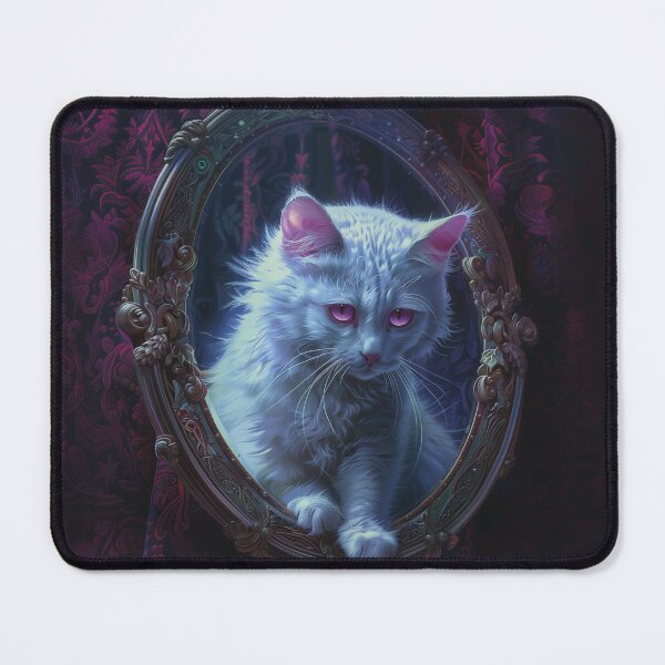 Item preview, The white cat with pink eyes in the mirror designed and sold by Marie Colençon.