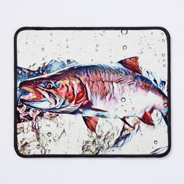 Item preview, Salmon trout fish on river run - fishing atlantic salmon - gift for fishermen - pink salmon designed and sold by artbyjames.