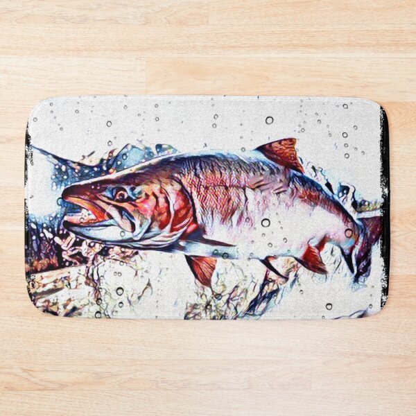 Item preview, Salmon trout fish on river run - fishing atlantic salmon - gift for fishermen - pink salmon  designed and sold by artbyjames.