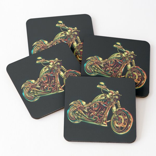 Item preview, Motorcycle in bright colors of red and green with a predominance of gold. designed and sold by cristina1001.
