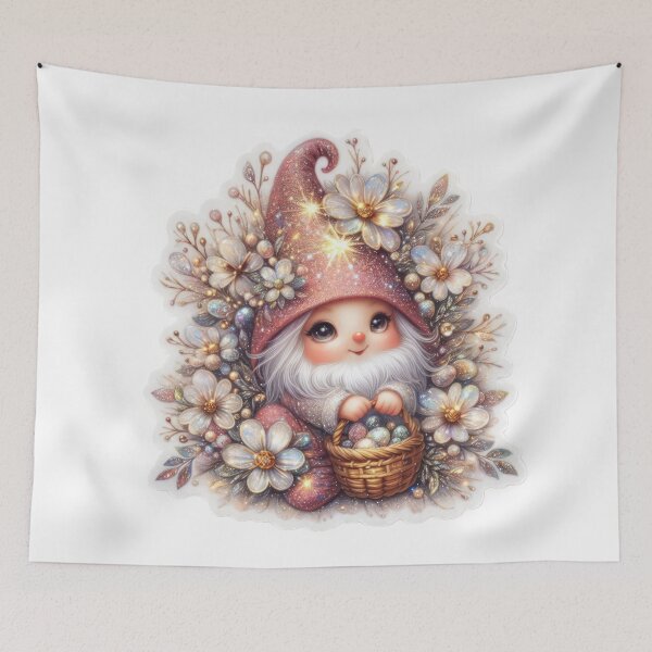 Item preview, gnome with flowers Easter cute sticker designed and sold by Expressions-Sel.