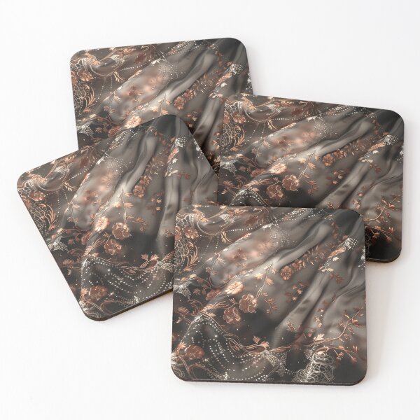 Item preview, Floral lace texture of black flannel and peach fuzz designed and sold by Fantasyplus.
