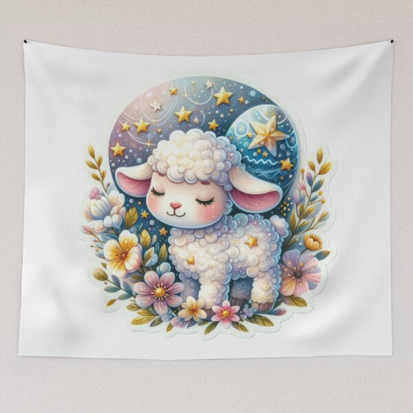 Item preview, lamb under the stars Easter cute sticker designed and sold by Expressions-Sel.