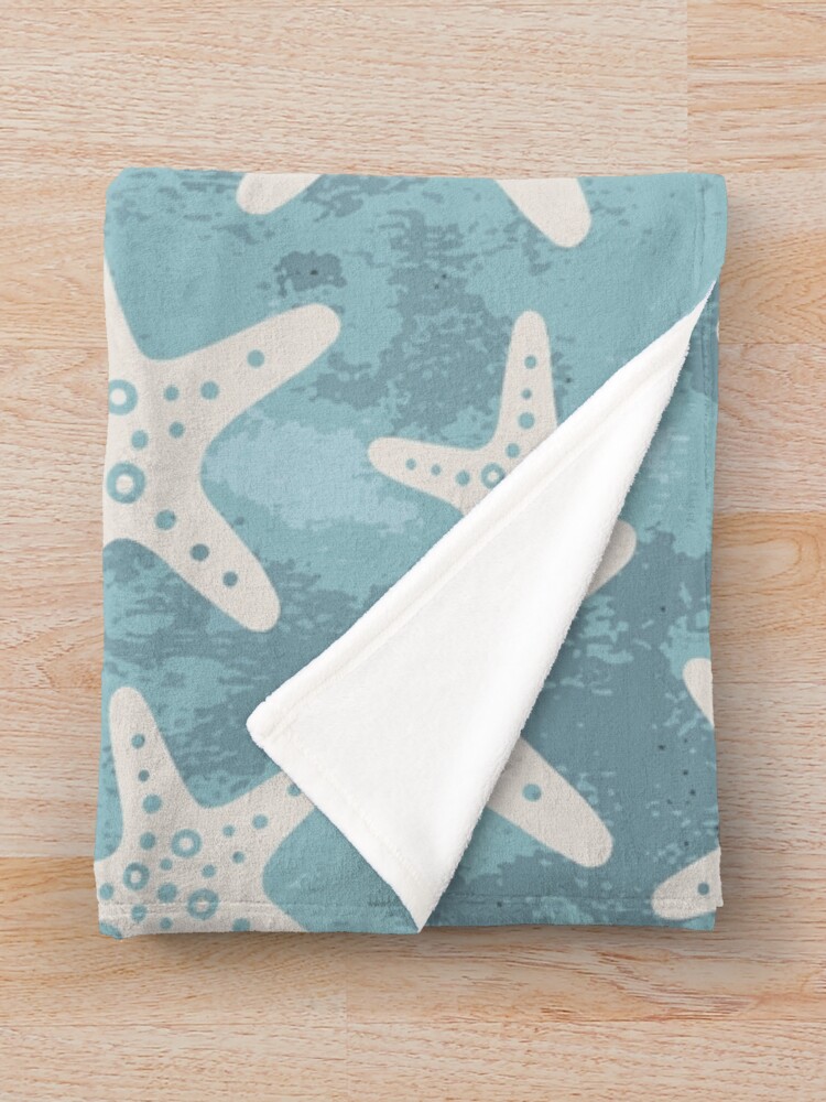 Thumbnail 3 of 6, Throw Blanket, Summer Starfish Pattern Blue designed and sold by tonymagnerart.