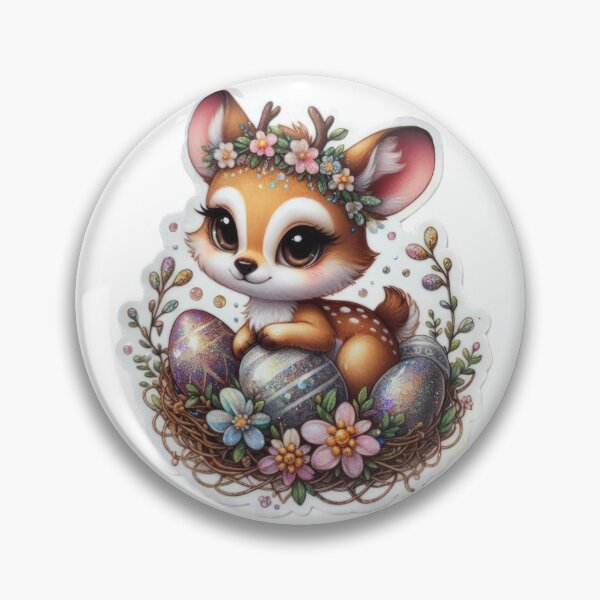 Item preview, doe with easter eggs Easter cute sticker designed and sold by Expressions-Sel.