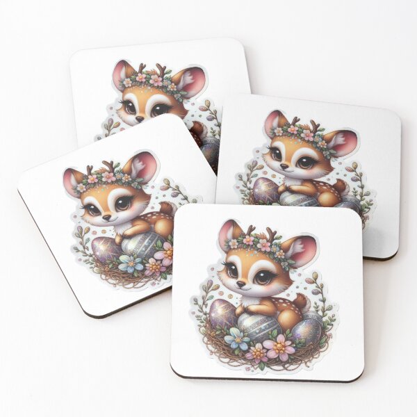 Item preview, doe with easter eggs Easter cute sticker designed and sold by Expressions-Sel.