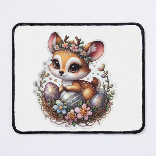 Item preview, doe with easter eggs Easter cute sticker designed and sold by Expressions-Sel.