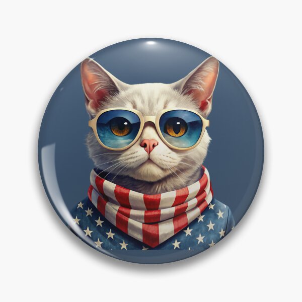 Item preview, patriot white and red cat  against the background of the flag designed and sold by jkrphoto.
