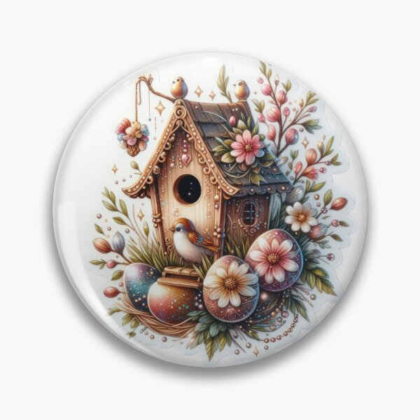 Item preview, birdhouse with large easter eggs Easter cute sticker designed and sold by Expressions-Sel.