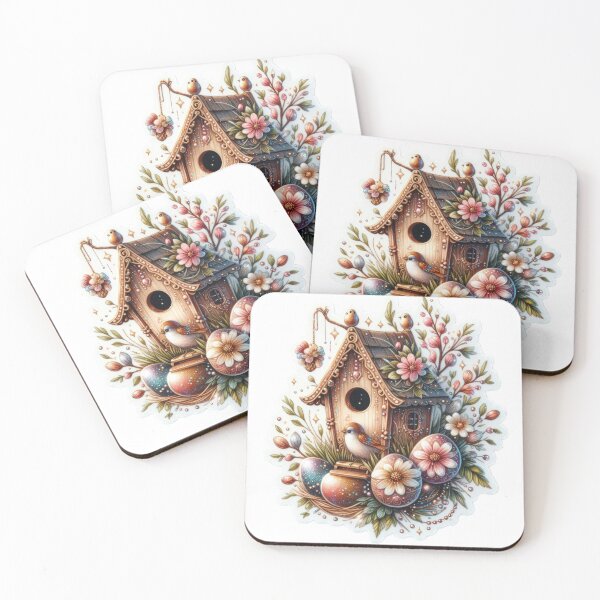 Item preview, birdhouse with large easter eggs Easter cute sticker designed and sold by Expressions-Sel.