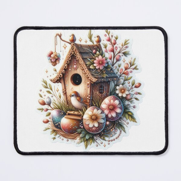 Item preview, birdhouse with large easter eggs Easter cute sticker designed and sold by Expressions-Sel.