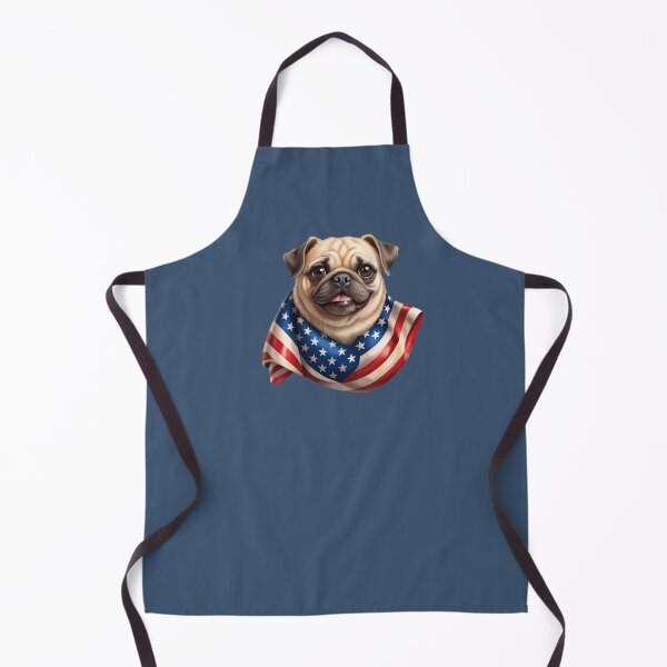 Item preview, patriot pug white and red dog against the background of the flag designed and sold by jkrphoto.