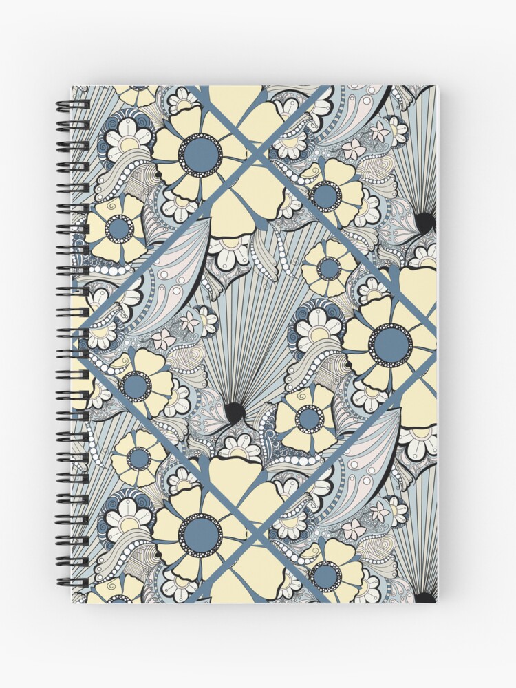 Journal, French Country Florals Tangle Yellow Diamond Tile designed and sold by Triplicate Limited