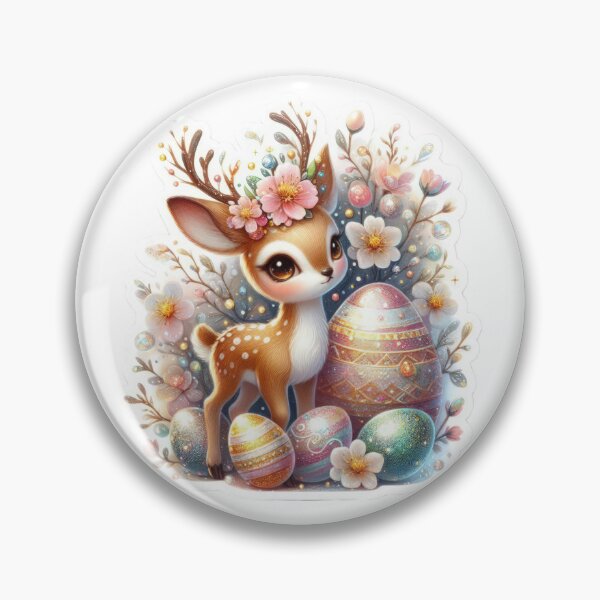 Item preview, doe with a large Easter egg Easter cute sticker designed and sold by Expressions-Sel.