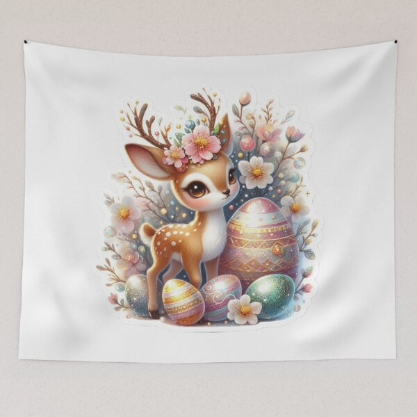 Item preview, doe with a large Easter egg Easter cute sticker designed and sold by Expressions-Sel.