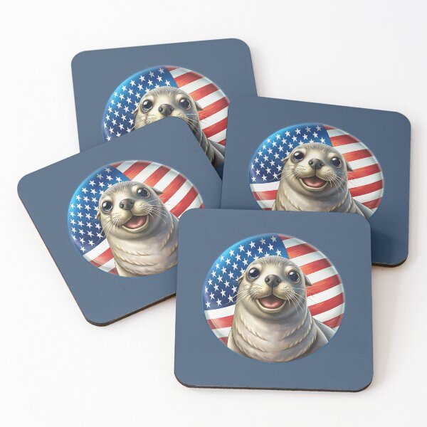 Item preview, patriot baby seal   against the background of the flag designed and sold by jkrphoto.