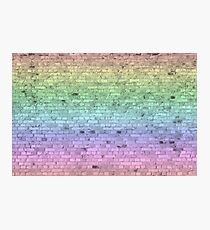 Light Pastel Rainbow Color Brick Wall Photographic Print