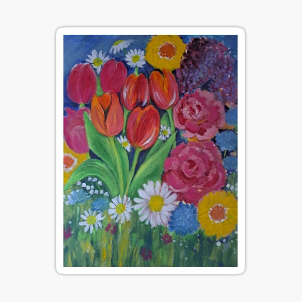 Spring flower acrylic painting Sticker