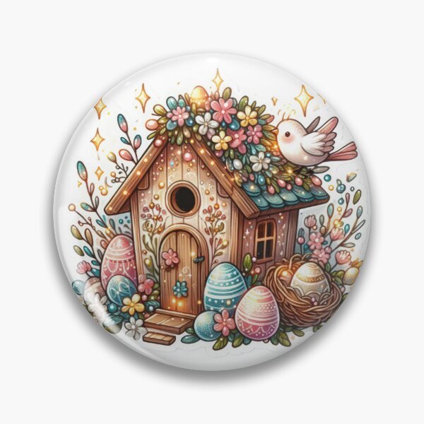 Item preview, colorful birdhouse with colorful easter eggs Easter cute sticker designed and sold by Expressions-Sel.