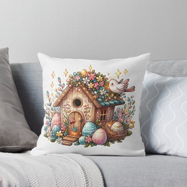 Item preview, colorful birdhouse with colorful easter eggs Easter cute sticker designed and sold by Expressions-Sel.