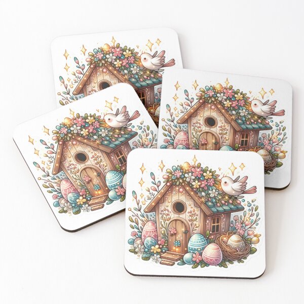 Item preview, colorful birdhouse with colorful easter eggs Easter cute sticker designed and sold by Expressions-Sel.
