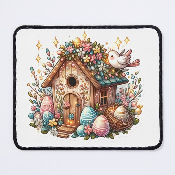 Item preview, colorful birdhouse with colorful easter eggs Easter cute sticker designed and sold by Expressions-Sel.